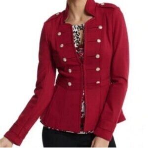White House Black Market Military Style Red Jacket Size 2